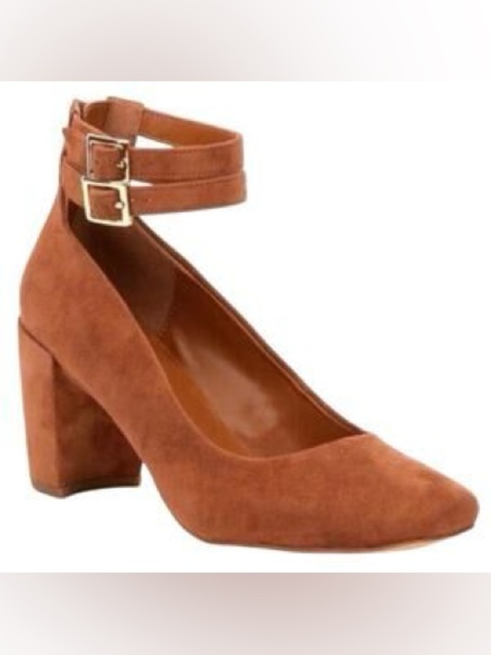 H by Halston Brown Suede Block Heels